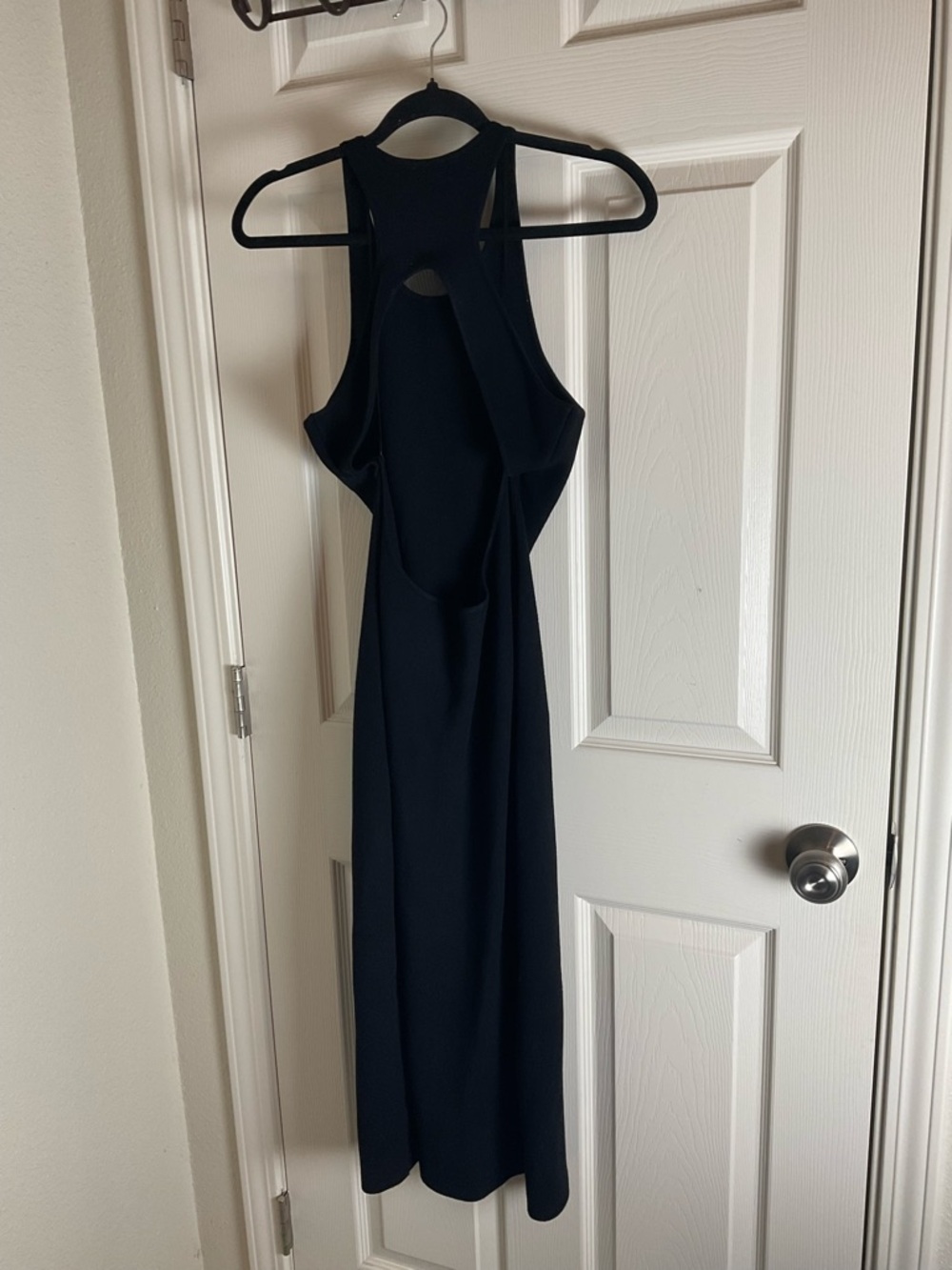 House of Harlow 1960 Black Ribbed Knit Halter Midi Dress Open Back Size M - Picture 8 of 9